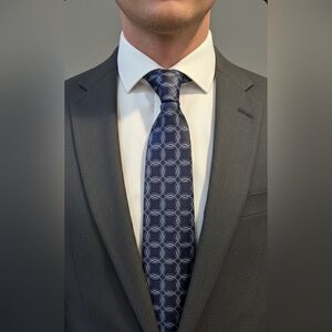 Ted Baker London Silk Tie Navy Interlocking Circle Pattern 62”